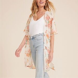 Maurices Multicolor Floral Kimono